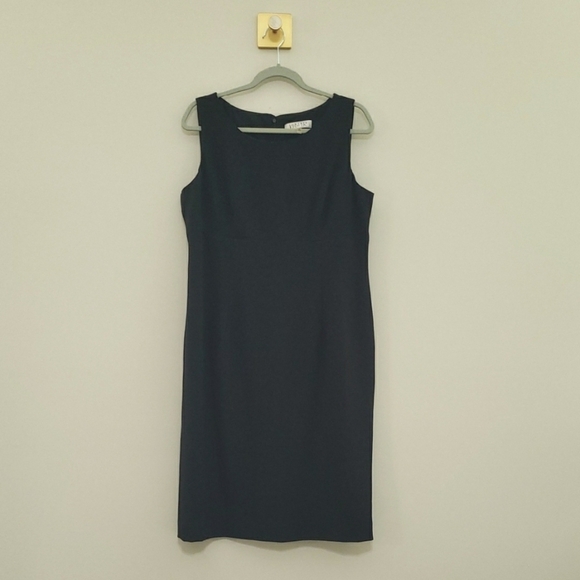 Kasper Midi Sheath Dress 12 Black Sleeveless Office Career Church Minimalist - Picture 1 of 16